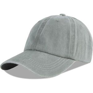 Unisex Washed-light Grey Baseball Cap Cotton Fits Washed Denim Adjustable Hat